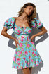 Luli Fama Ti Amo Ruched Square Neckline Dress